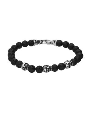 FILANGO Lavastein Kugelarmband Totenköpfe - Schwarz