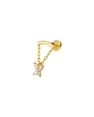 PIERCINGLINE Titan Labret Mit Innengewinde + 925Er Silber - Schwarz