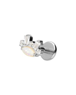 PIERCINGLINE Titan Labret Mit Push Fit Synthetischer Opal - Schwarz