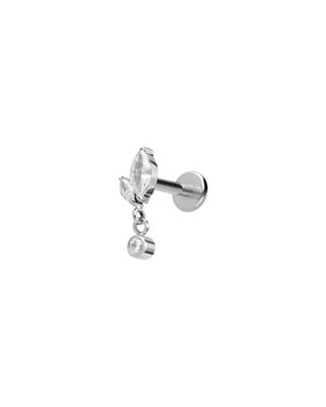 PIERCINGLINE Titan Labret Mit Innengewinde Knospe + Kristall - Schwarz