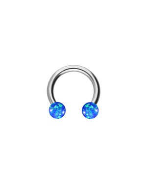 PIERCINGLINE Chirurgenstahl Hufeisenring Synthetische Opale - Schwarz