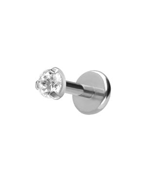 PIERCINGLINE Titan Labret Mit Push Fit Eingefasster Kristall - Schwarz