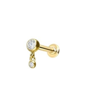 PIERCINGLINE 18 Karat Labret Mit Innengewinde 2 Diamanten - Schwarz
