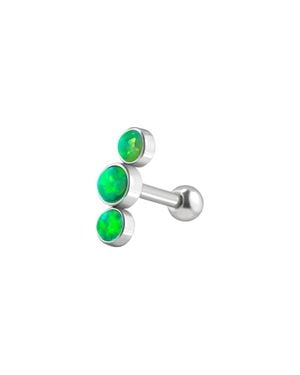 PIERCINGLINE Chirurgenstahl Ohrpiercing 3 Synthetische Opale - Schwarz