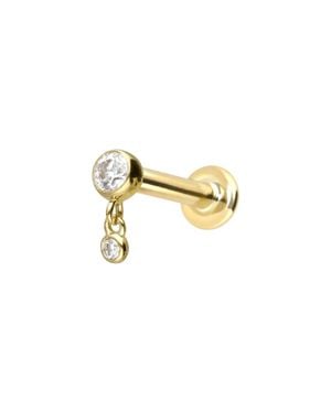 PIERCINGLINE 14 Karat Labret Mit Innengewinde 2 Moissanite - Schwarz