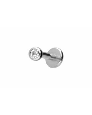 PIERCINGLINE Titan Labret Mit Innengewinde Kristall - Schwarz