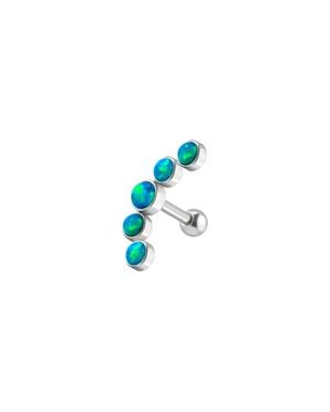 PIERCINGLINE Chirurgenstahl Ohrpiercing 5 Synthetische Opale - Schwarz