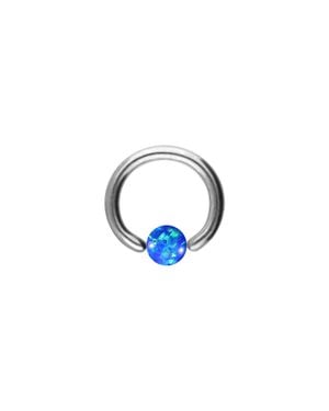 PIERCINGLINE Titan Klemmkugelring Synthetischer Opal - Schwarz