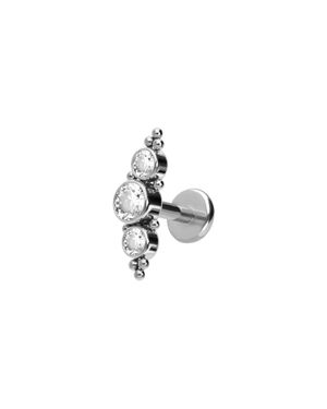 PIERCINGLINE Titan Labret Mit Push Fit 3 Kristalle + Kugeln - Schwarz