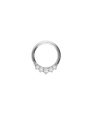 PIERCINGLINE Titan Segmentring Clicker 5 Eingefasste Kristalle - Schwarz
