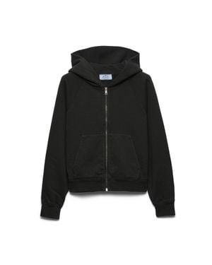 Prada Cotton Zipper Hoodie - Black