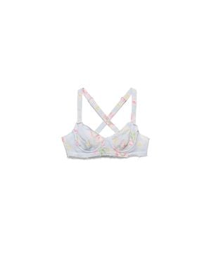 Prada Floral Print Old Linen Bra - White