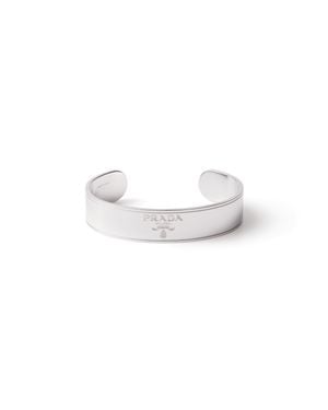 Prada Logo Jewels Cuff Bracelet - White