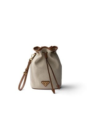 Prada Canvas And Leather Pouch - Natural