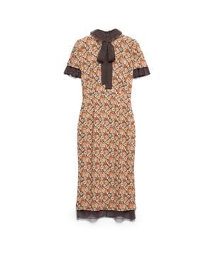 Prada Printed Midi Dress - Natural