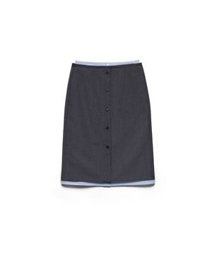 Prada Light Mohair And Chambray Skirt, Slate - Blue