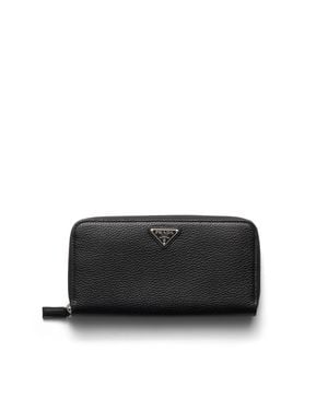 Prada Leather Zip-Around Wallet - Black