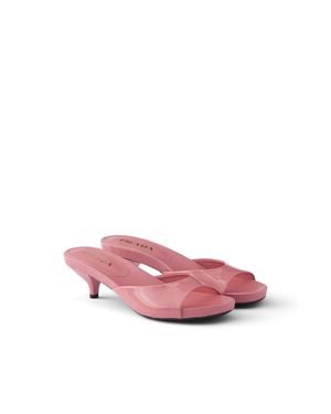 Prada Patent Leather Kitten Heel Sandals, Petal - Pink