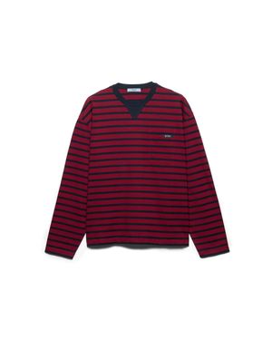Prada Long-Sleeved Striped Jersey T-Shirt - Red