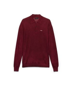 Prada Wool And Silk Polo Jumper - Red