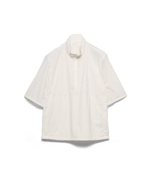 Prada Short-Sleeved Re-Nylon Blouson Jacket, Chalk - White