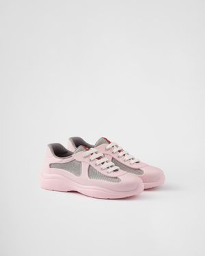 Prada America's Cup Soft Rubber And Bike Fabric Trainers - Pink