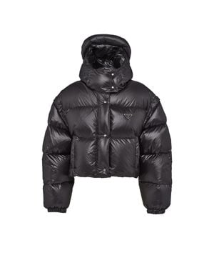 Prada Re-Nylon Convertible Cropped Down Jacket - Black