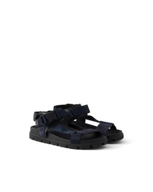 Prada Suede And Woven Tape Sporty Sandal - Blue