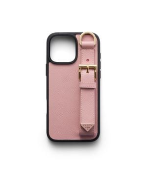 Prada Saffiano Leather Case For Iphone 16 Pro Max - Pink