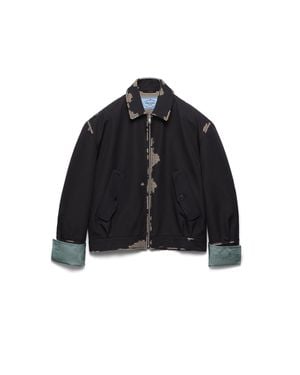 Prada Bonded Cotton And Houndstooth Jacket - Black