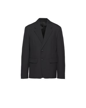 Prada Single-Breasted Wool Blend Jacket - Black