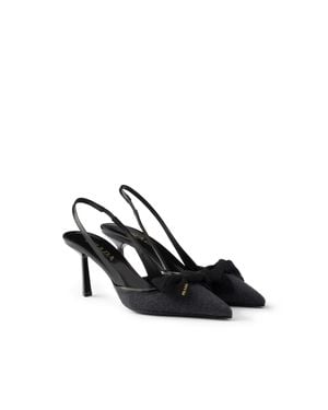 Prada Fabric Slingback Pumps, Anthracite - White