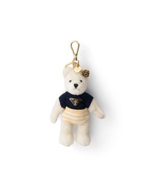Prada Ciondolo Portachiavi Teddy Con Anello - Bianco