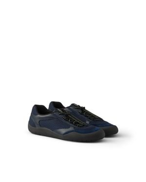 Prada Baskets Speedrock En Cuir Et Mesh, Homme, Taille - Bleu