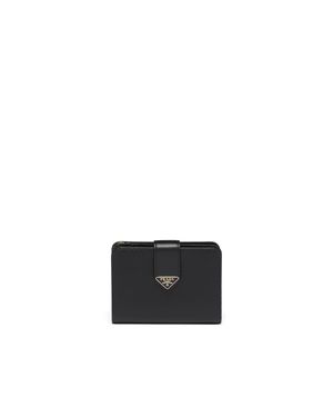 Prada Small Saffiano And Smooth Leather Wallet - White