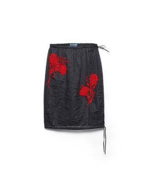 Prada Embroidered Organdy Midi-Skirt