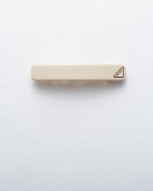 Prada Hair Clip With Triangle Logo - White