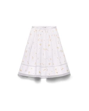 Prada Embroidered Poplin Skirt - White