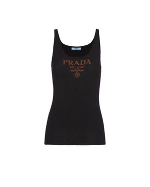 Prada Logo-print Slim Knit Tank Top - Black
