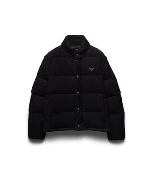 Prada Medium-Weight Corduroy Down Jacket - Black