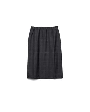 Prada Wool Check Midi Skirt - Black