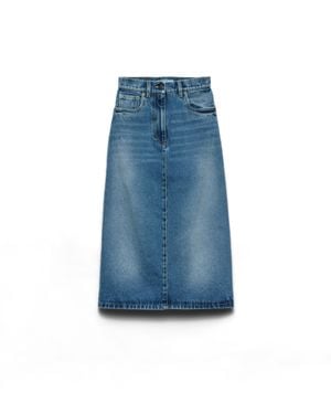 Prada Flared Denim Skirt - Blue