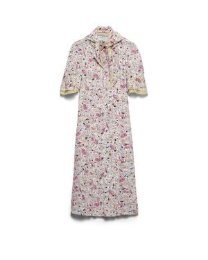 Prada Floral Print Georgette Dress - White