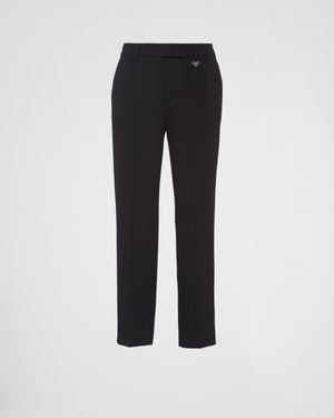 Prada Grain-De-Poudre Cropped Trousers - Black