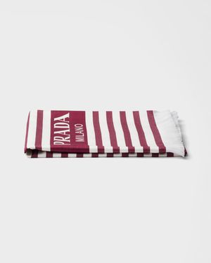 Prada Striped Cotton Beach Towel - Red
