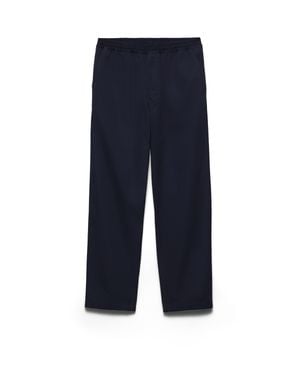 Prada Triangle-Appliqué Slim-Fit Cotton Trousers - Blue