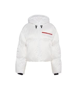 Prada Cropped Technical Re-nylon Down Jacket - White