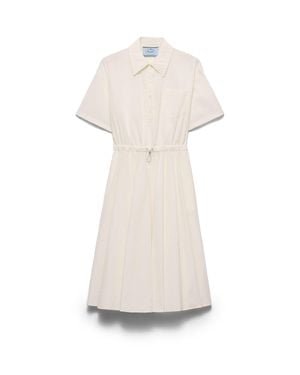 Prada Short-Sleeved Technical Pongé Dress - White