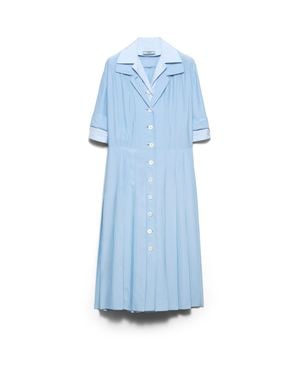 Prada Pongé And Poplin Shirtdress, Sky - Blue