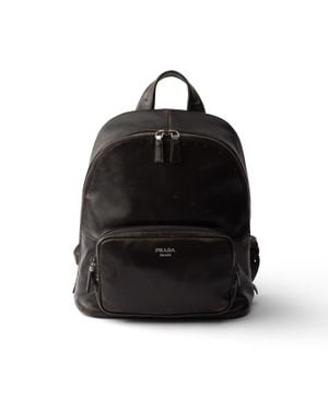 Prada Distressed Nappa Leather Backpack - Black